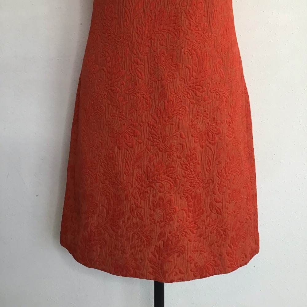 Anthropologie Women Classic Style Orange Sleeveless Sheath Picnic Mini Dress 6 - Picture 5 of 11